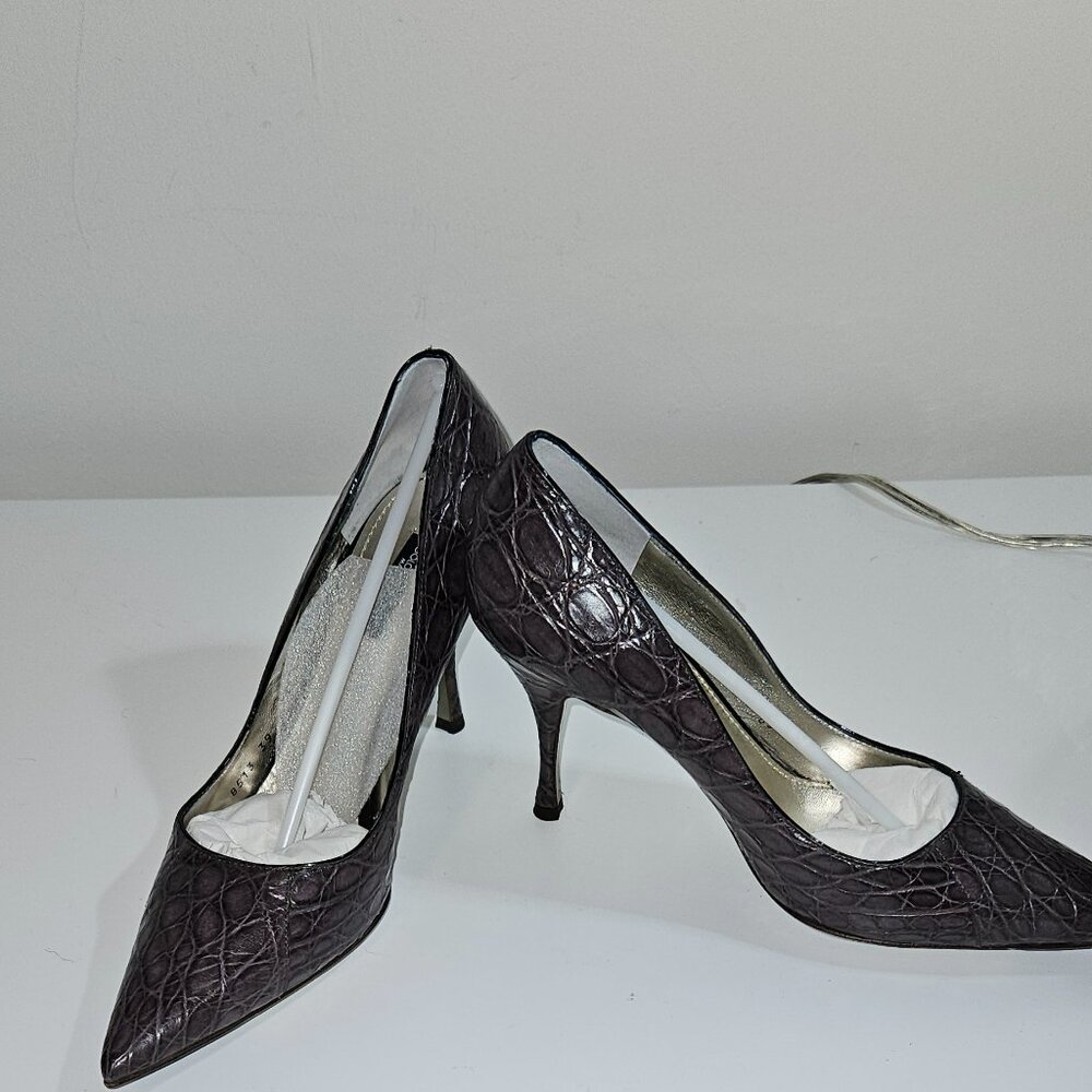 Dolce & Gabbana Dark Gray Crocodile Pumps